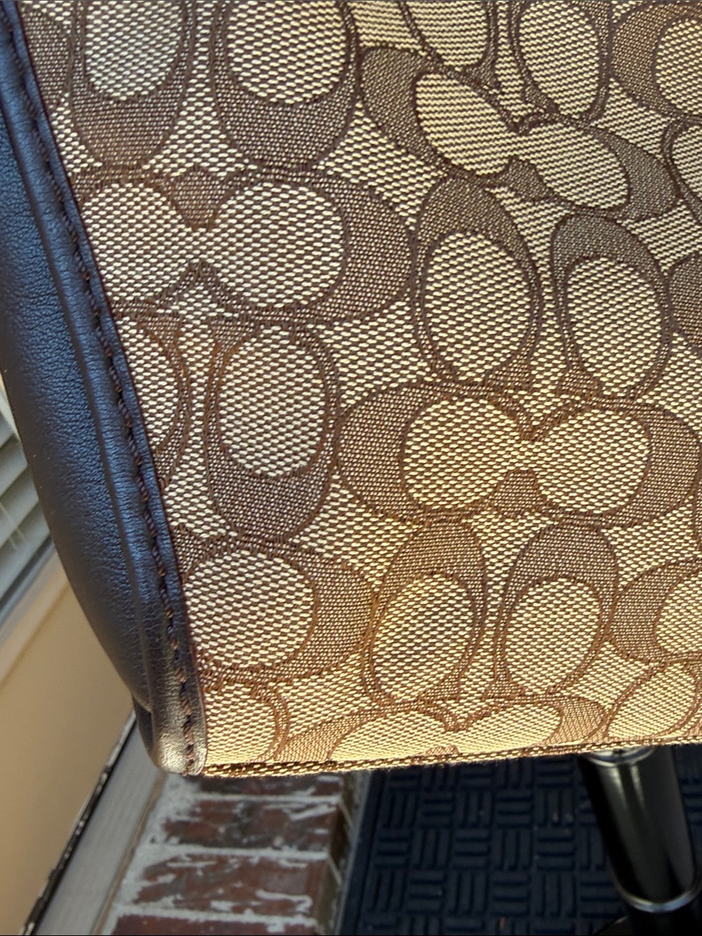 Coach Brown Signature Canvas Crossbody with Gold Dufflette - Picture 7 of 16